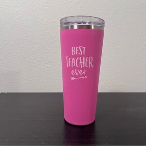 Metal Pink Tumbler - “Best Teacher Ever”